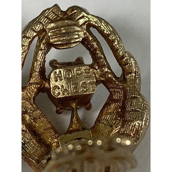 HOPE CHEST Earrings Clips Clip Ons AB Crystals Gold Tone Vintage - Picture 3 of 12